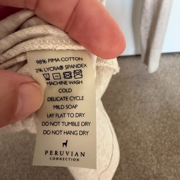 Peruvian Connection Long Pima Cotton Long Sleeve Tee Size M - Oatmeal - Picture 4 of 4